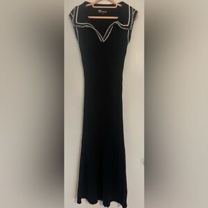 En Saison Black Maxi Sweater Dress with White Accents